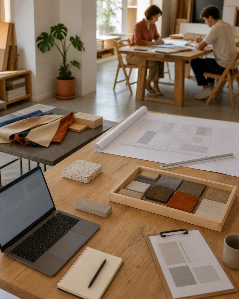 Un espacio de trabajo luminoso con varios puestos distintos uno al lado del otro